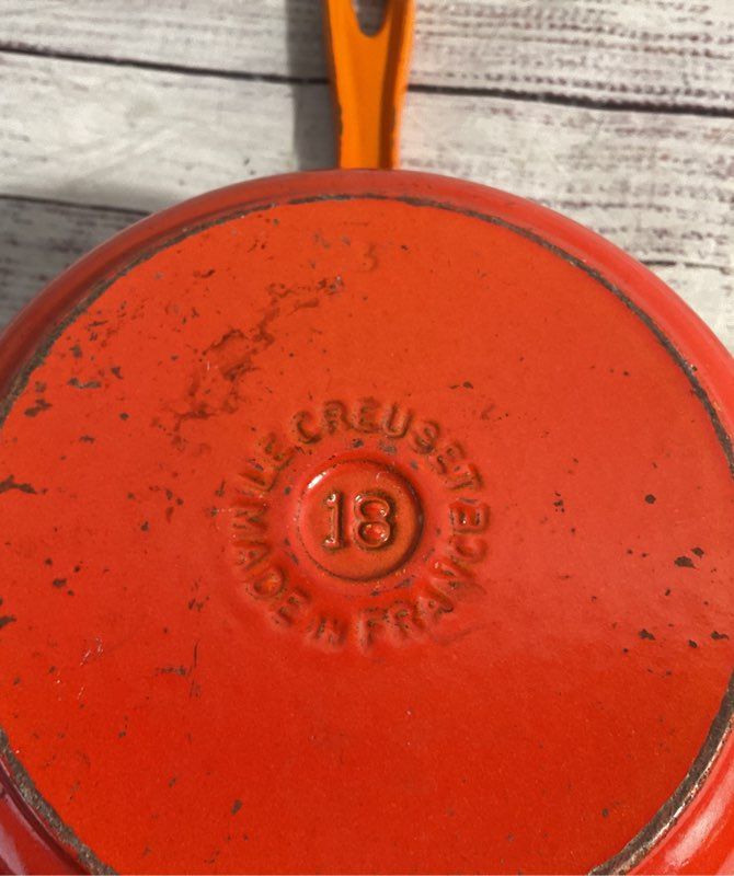 Vintage Le Creuset France #18 Sauce Pan Pot Orange Enamel France-No Lid