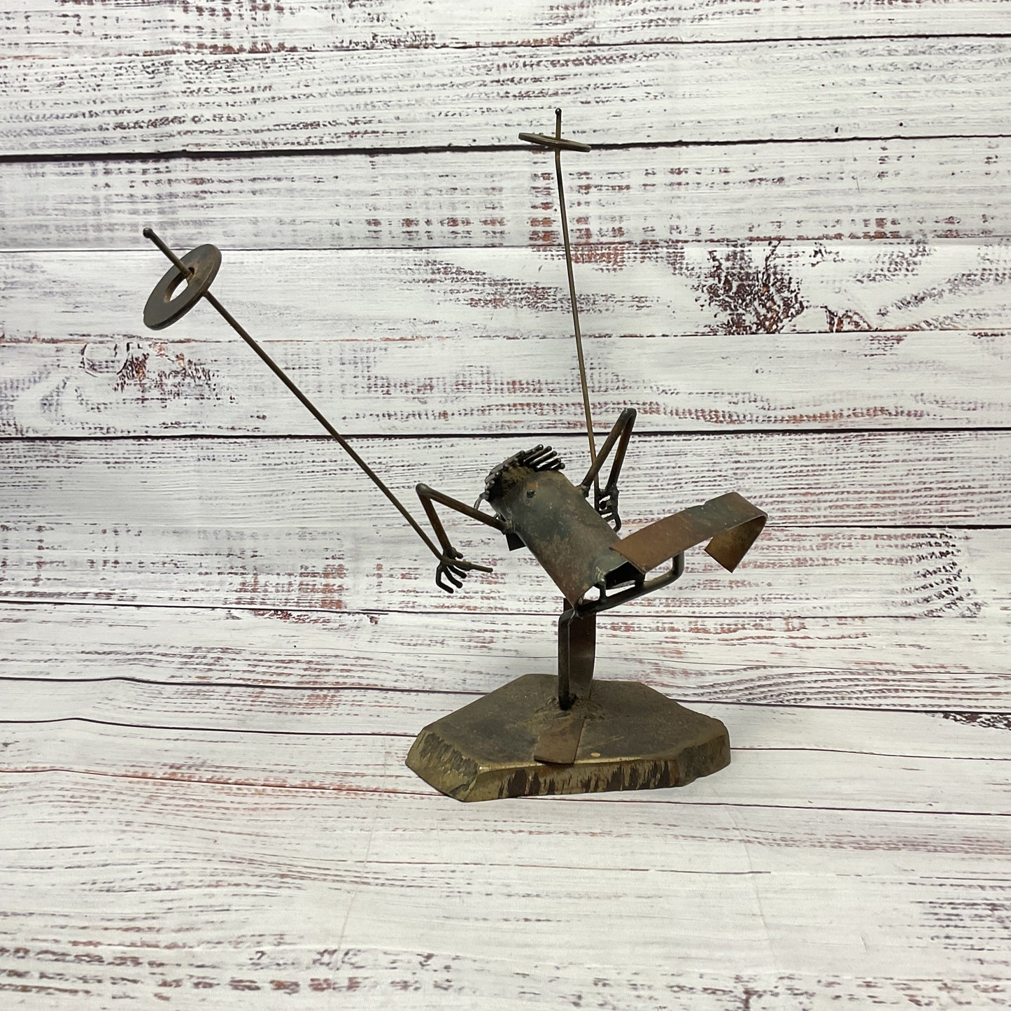 Man With Glasses Skiing Steel Welded Sculpture Art Sculpture
