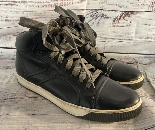 Lanvin Leather DDB0 High-Top Sneakers Navy Blue 10