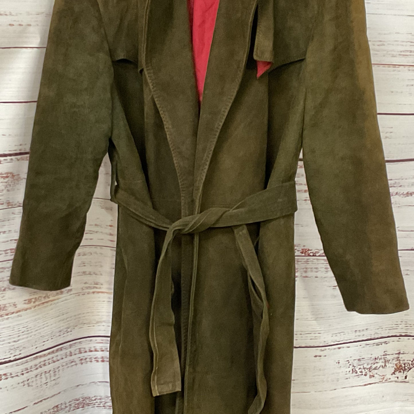 VTG. BONWIT TELLER Men's Brown/Green Suede Trench Coat- SEE MEASUREMENTS
