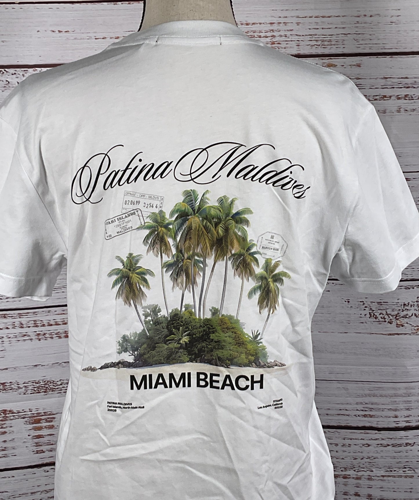 STAMPD Patina Maldives Miami Beach T Shirt White S