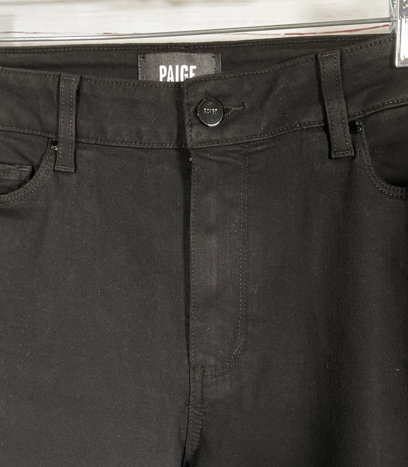 Paige Cindy High-Rise Slim Straight-Leg Cut Jeans Black 30
