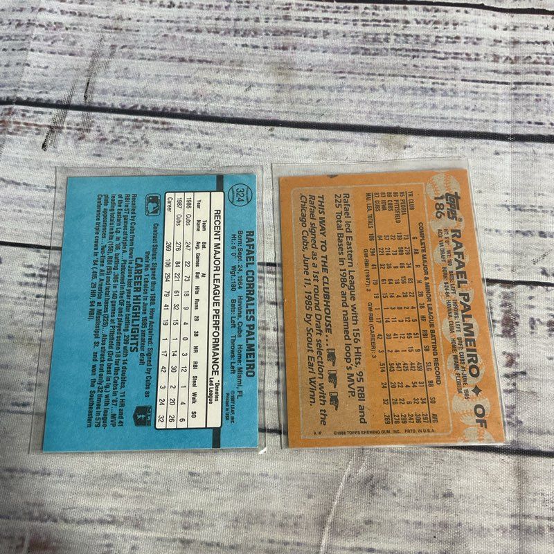 Lot Of 2 1988 Rafael Palmeiro Ungraded Baseball Cards Donruss 324 Topps 186