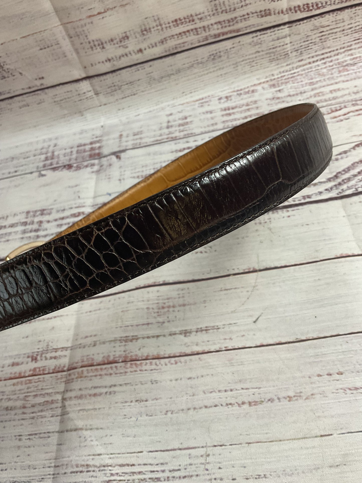Ralph Lauren Dark Brown Reptile Pattern Leather Belt - Size 35"