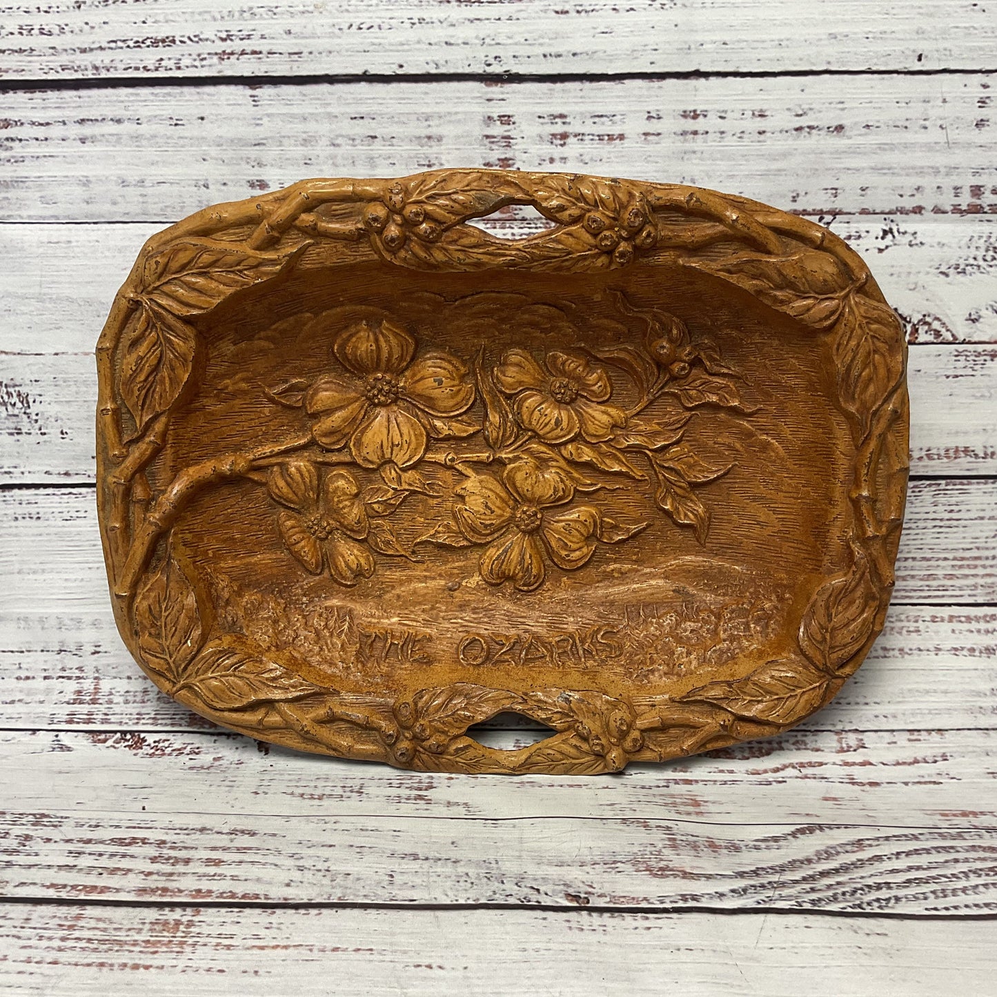 The Ozarks Wood Style Resin Mid Century Tray 12"x 9"