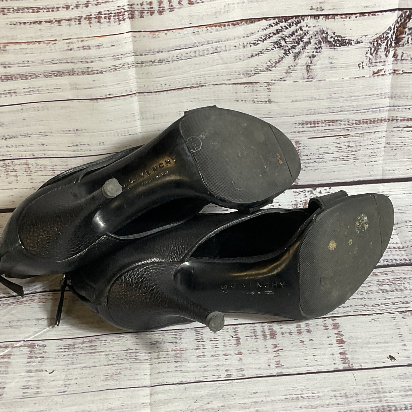 GIVENCHY Women's Black Pebble Leather Open Toe Bootie Boots- SZ 37