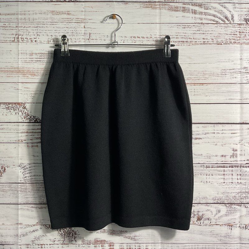 St. John Basics Santana Black Knit Elastic Waist Mini Pencil Skirt - Size 2