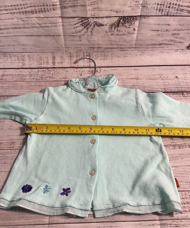 Kenzo Jungle Kid's Button Cotton Blue Floral Embroidered Sweater Size 12M
