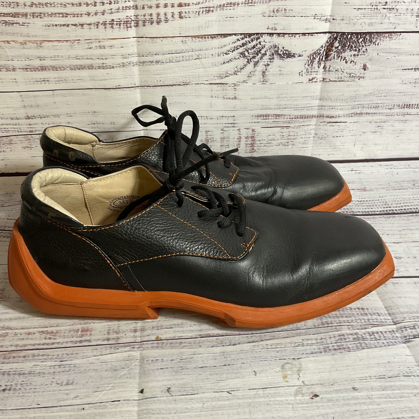 JOHN FLUEVOG Men's Black Orange Sole Lace Up Shoes- SZ 12