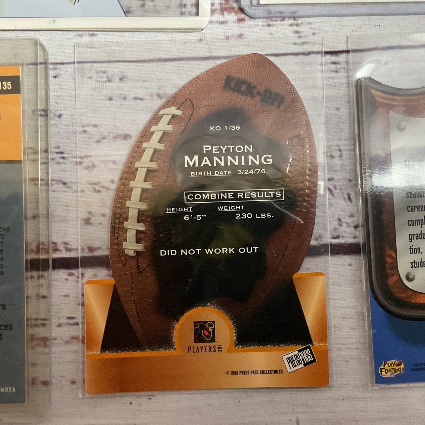 Set of 7 PEYTON MANNING Rookie Cards- Fleer, Skybox, Upper Deck, Bowman, Playoff