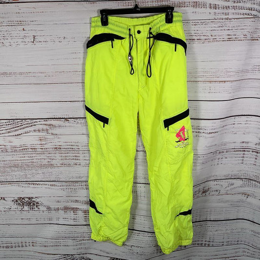 VTG. 80s Smithy's Neon Yellow Surf Print Snow Ski Pants - Size 36