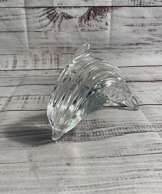 Vintage Waterford Solid Crystal 5.25" Leaping Dolphin Figurine Paperweight