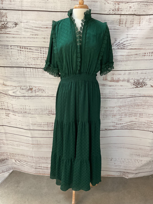 Max Studio Emerald Jacquard Green Dot Lace Dress - Size XL New W/ Tag