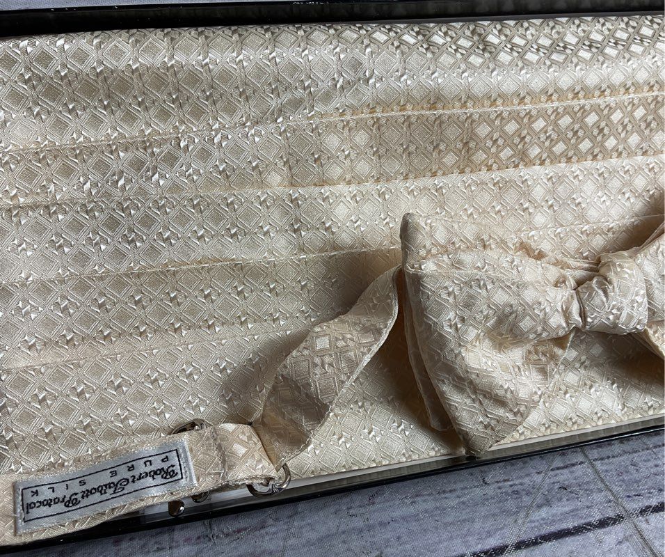 Robert Talbott Protocol Silk Bow Tie and Cummerbund Sets Champagne