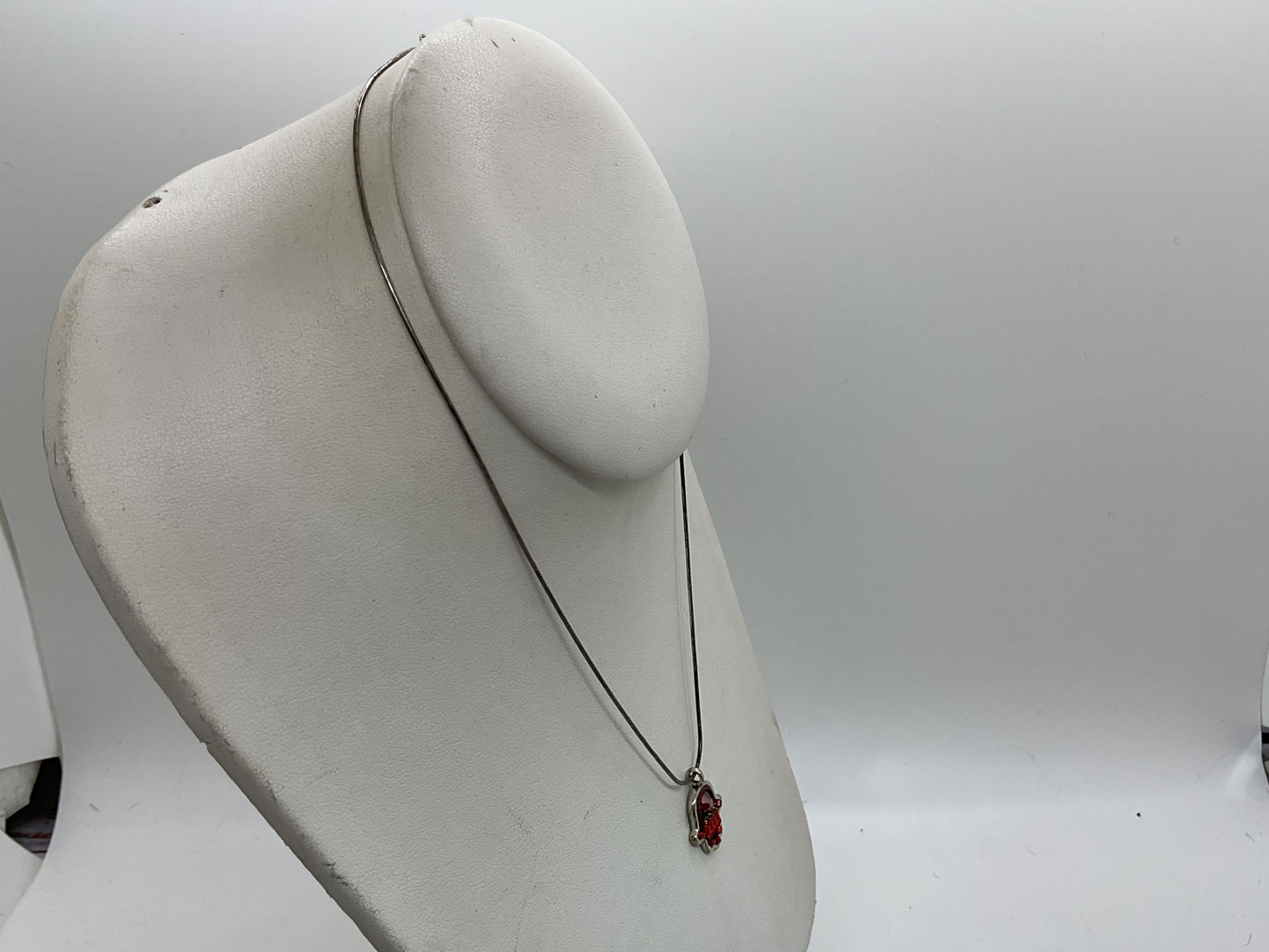ADAYA Sterling Rhinestone Hamsa Pendant 16.25" Snake Chain Necklace- 5.07g