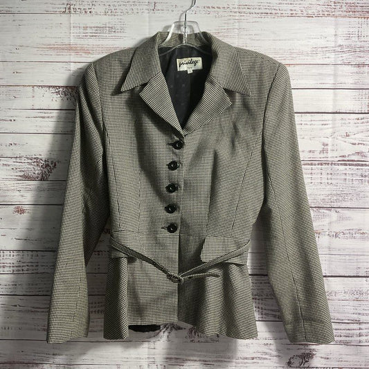 Privilege Paris 100% Wool Houndstooth Belted Notch Lapel Blazer Jacket - Size 4