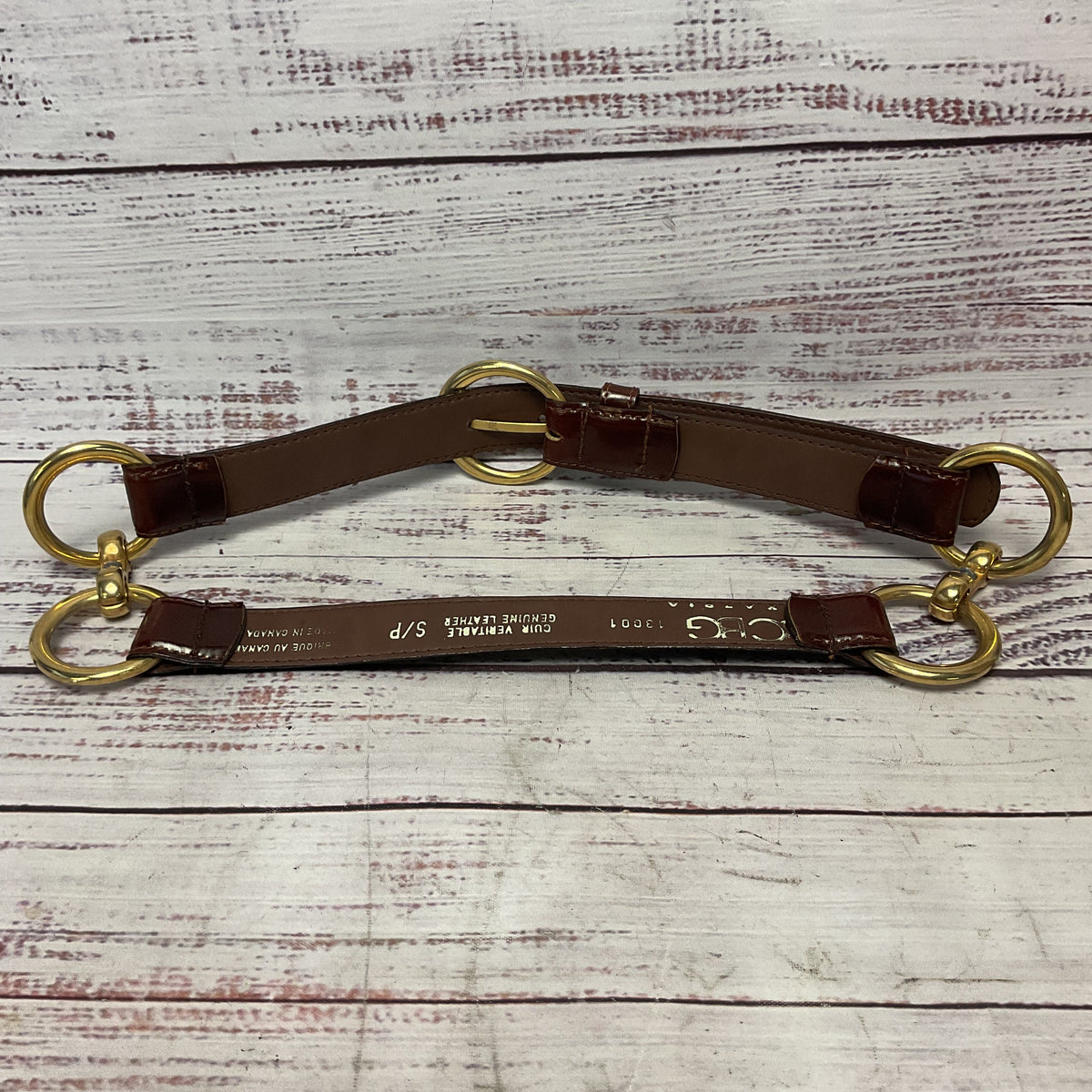 BCBG Maxazria Leather Brass Loop Horsebit Belt - Size Small
