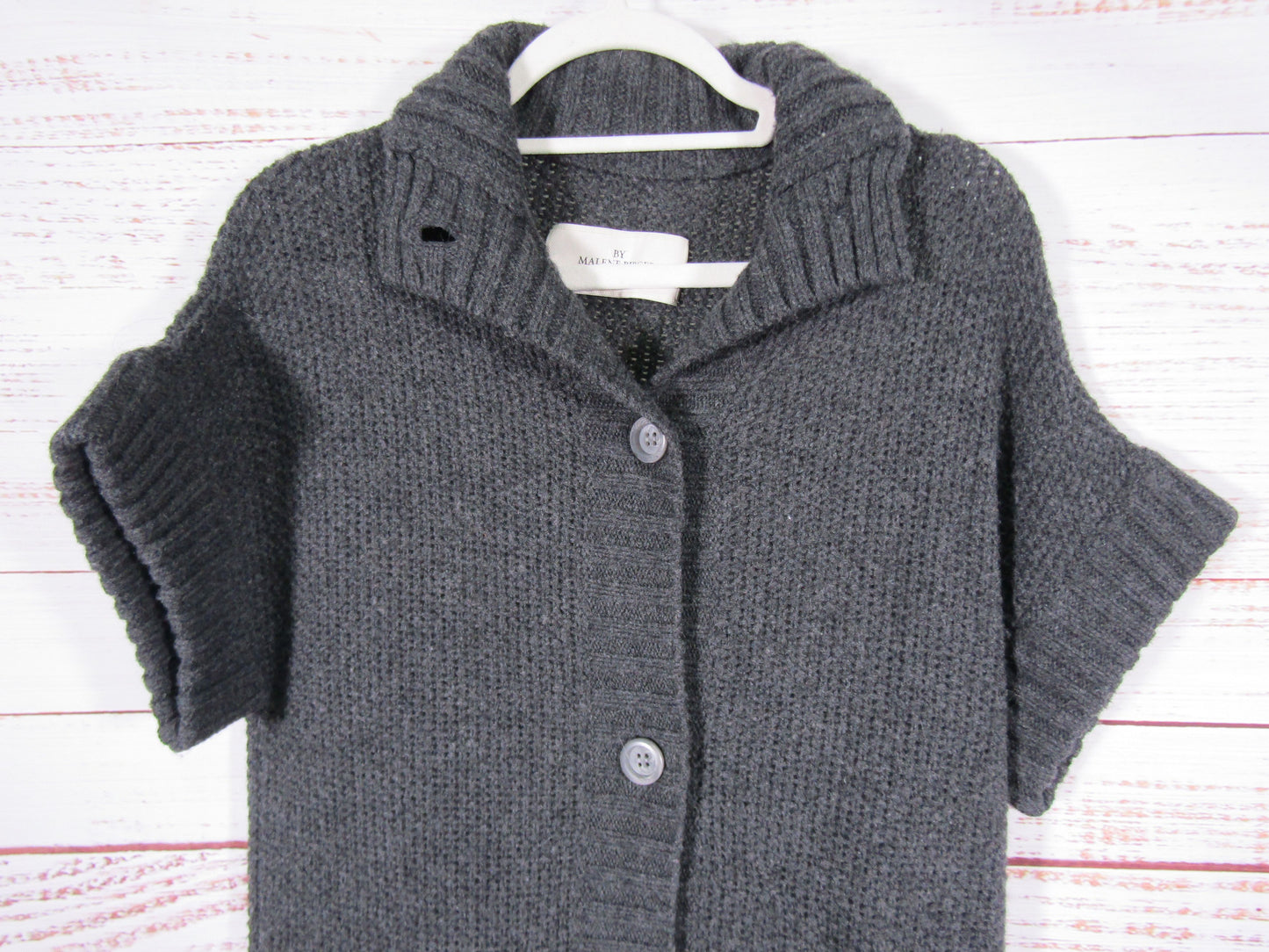 Malene Birger Women's Gray Wool Blend Short Sleeve Knit Cardigan Coat Size S