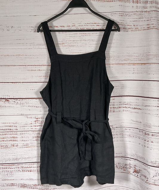 Reformation Linen Island Romper Black M