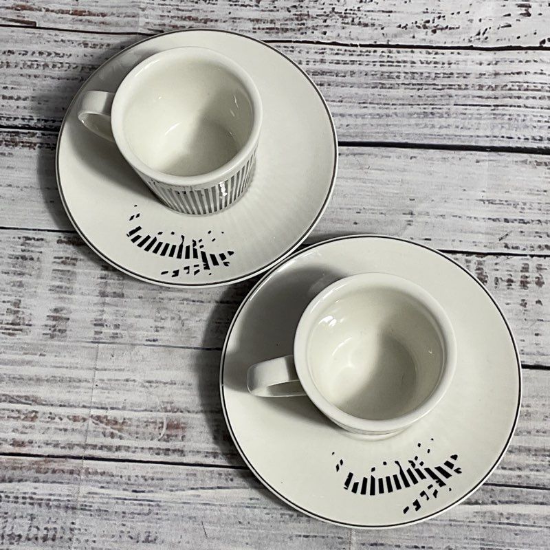 Set Of 2 Baroflane Anamorphic Deer Mirror Reflection Espresso Cups & Saucers