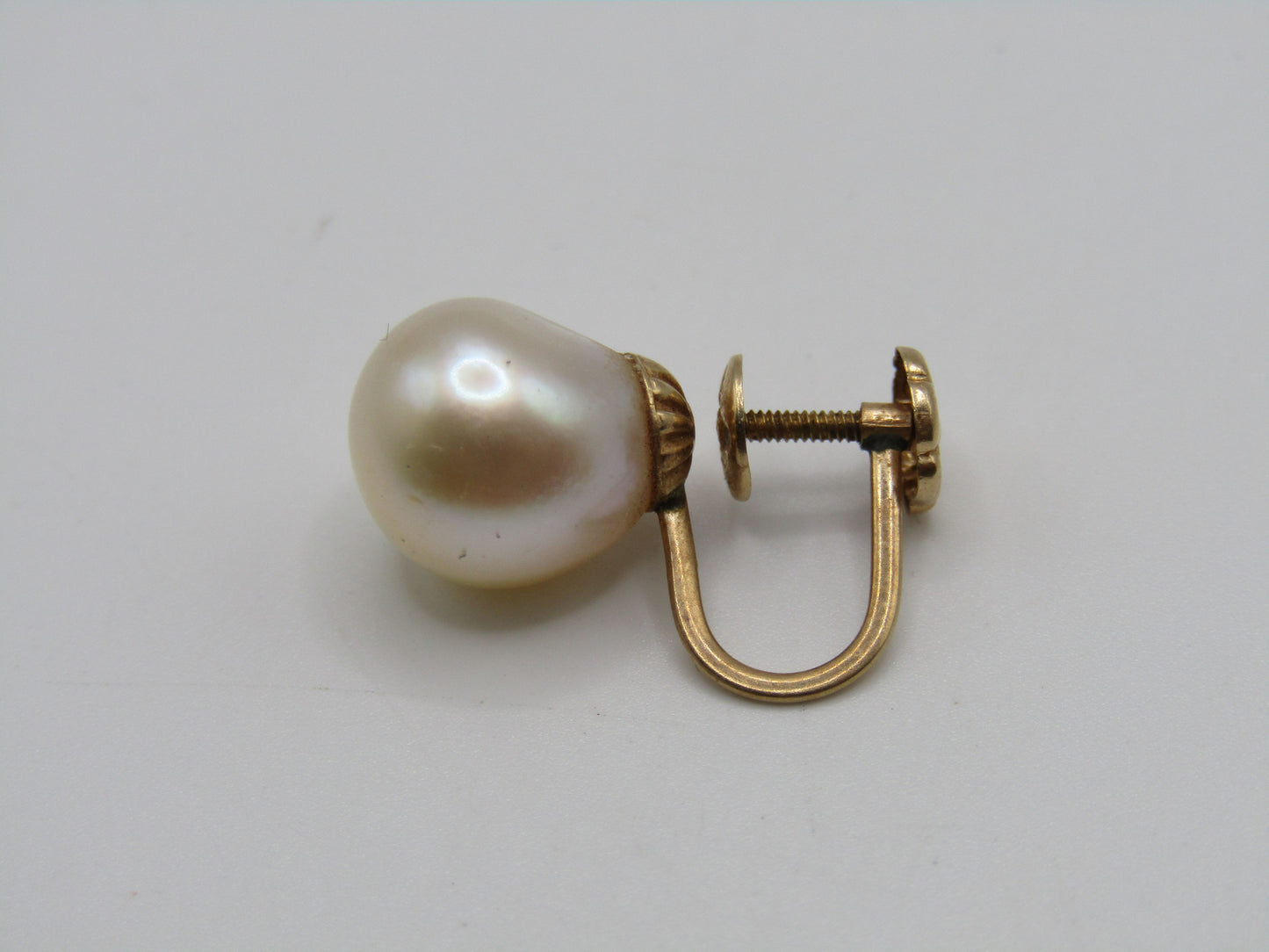 SINGLE 14k Yellow Gold 9mm Freshwater Baroque Pearl Stud Earring