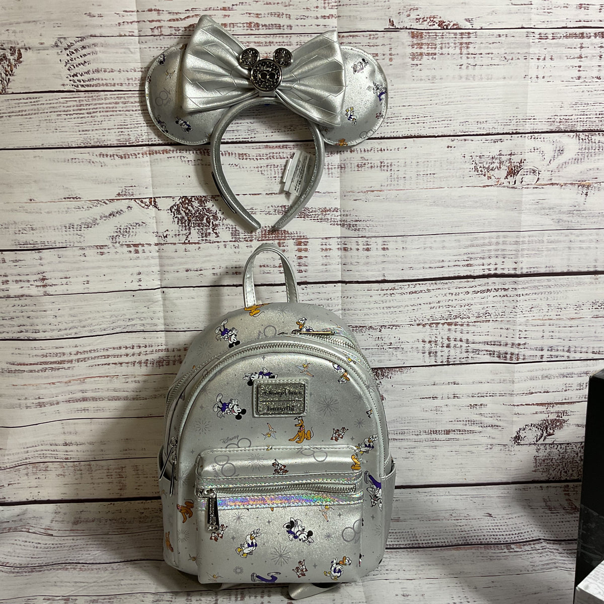 LOUNGEFLY 100th Anniversary Mickie & Friends Backpack & Mouse Ears