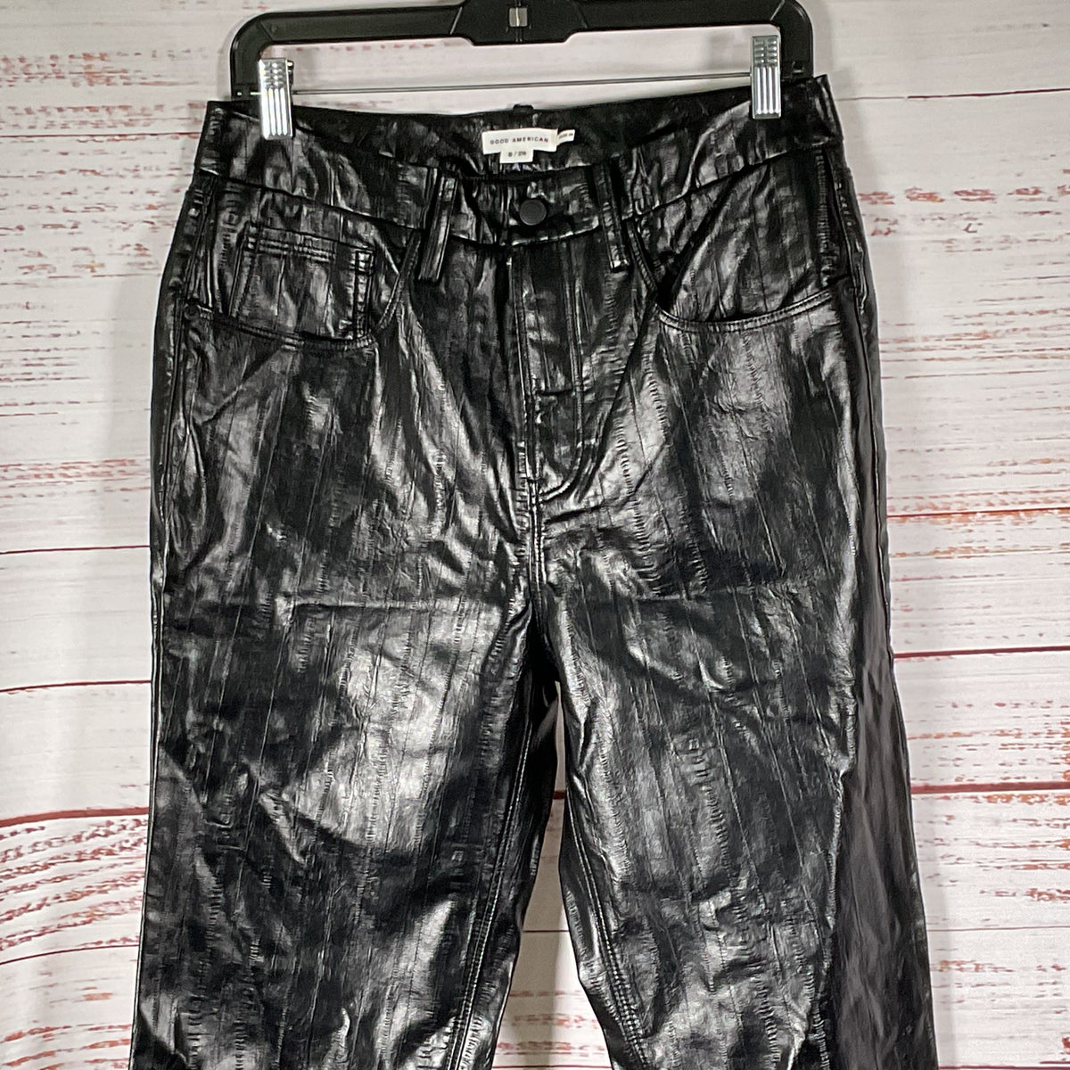 GOOD AMERICAN Women's Black Faux Textured Leather Pants- SZ 8/29