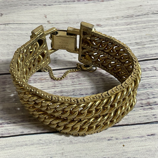 VTG. KAFIN Gold Tone 1" Wide Bracelet