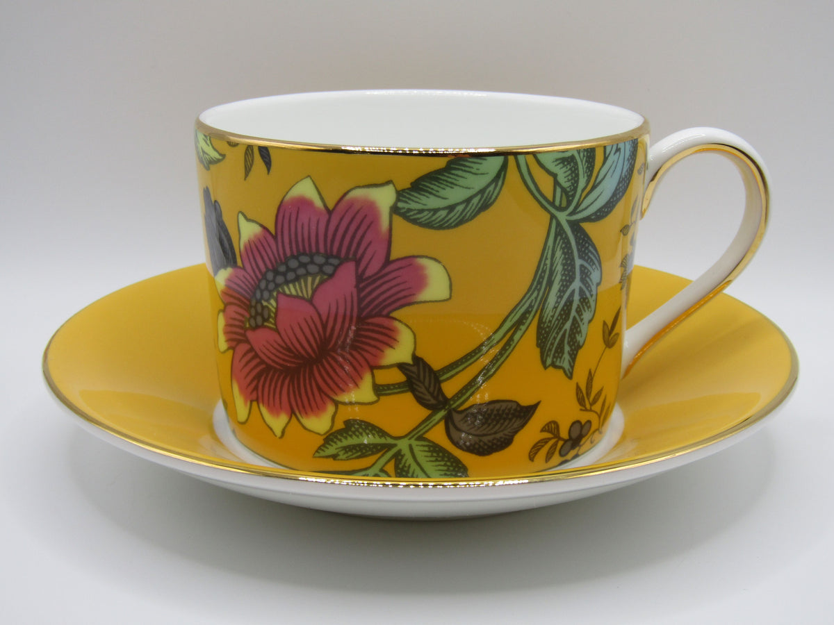 Wedgwood Wonderlust Yellow Tonquin Bone China Flat Cup & Saucer Set