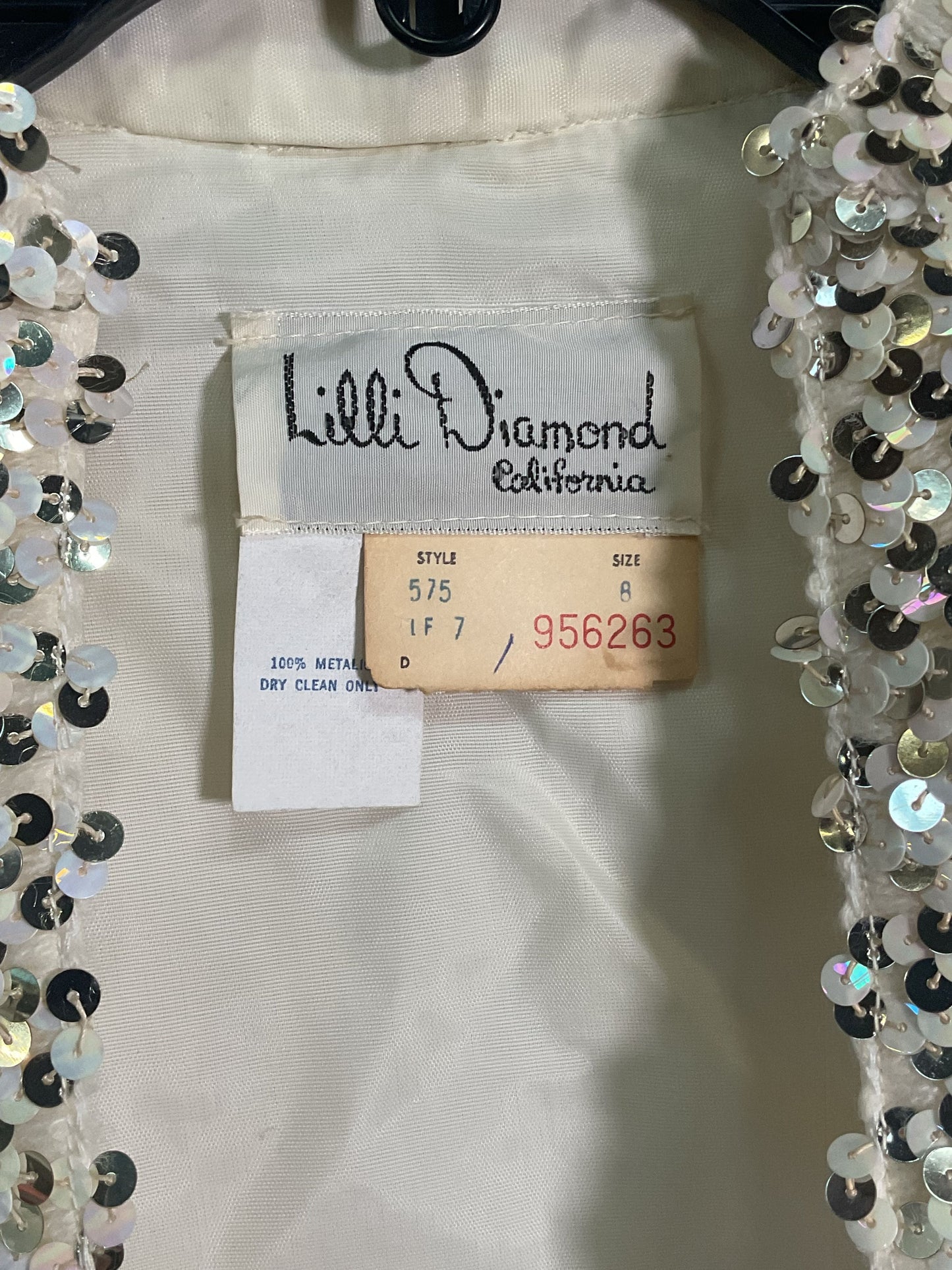 Lilli Diamond California Creme Open Front Sequin Jacket - Size 8