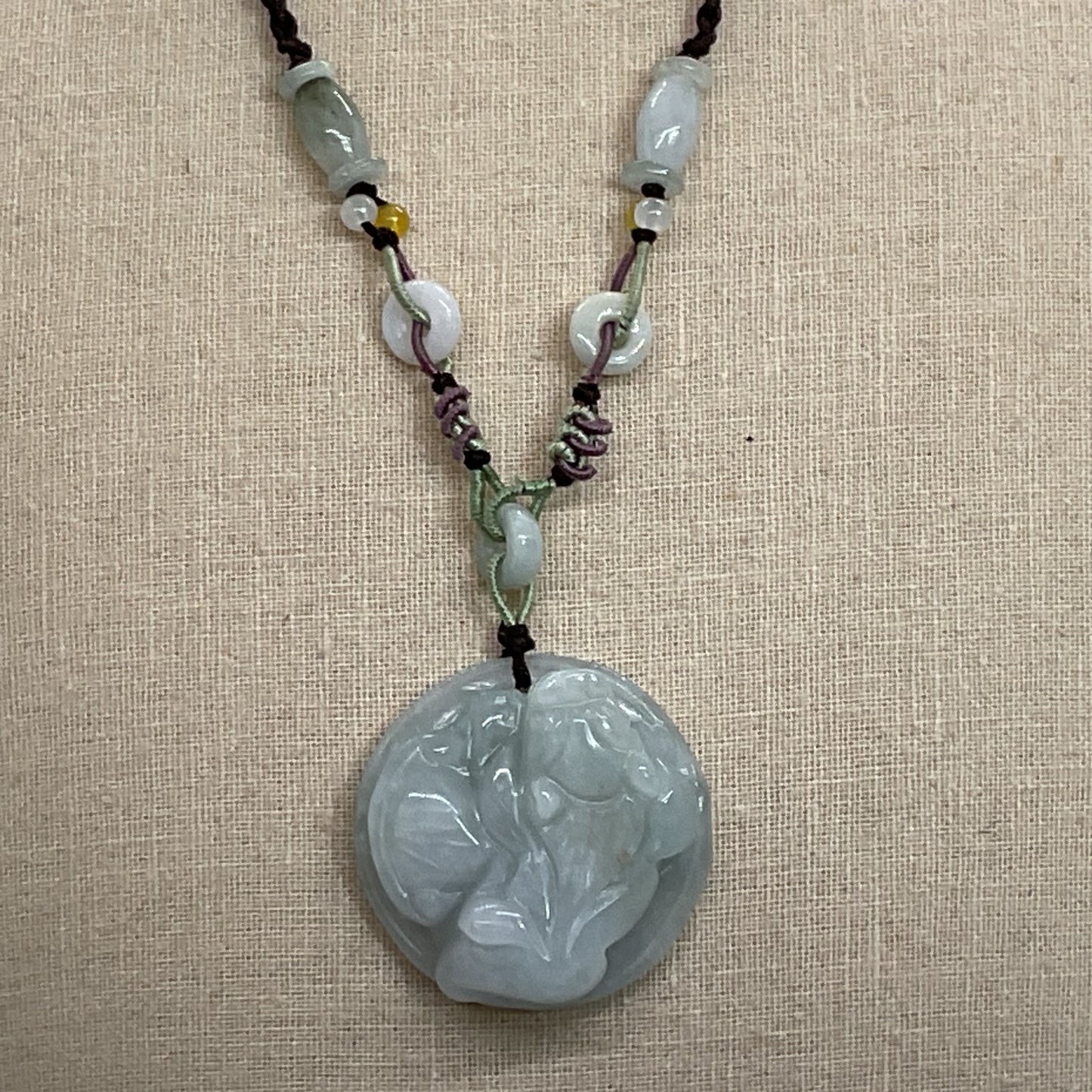 Round Carved Dragon 1.5" Pendant Adjustable String Necklace