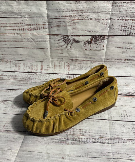 Sartore Bow Accent Moccasins Suede Loafers Tan Women's Size 37 EU/6.5 US