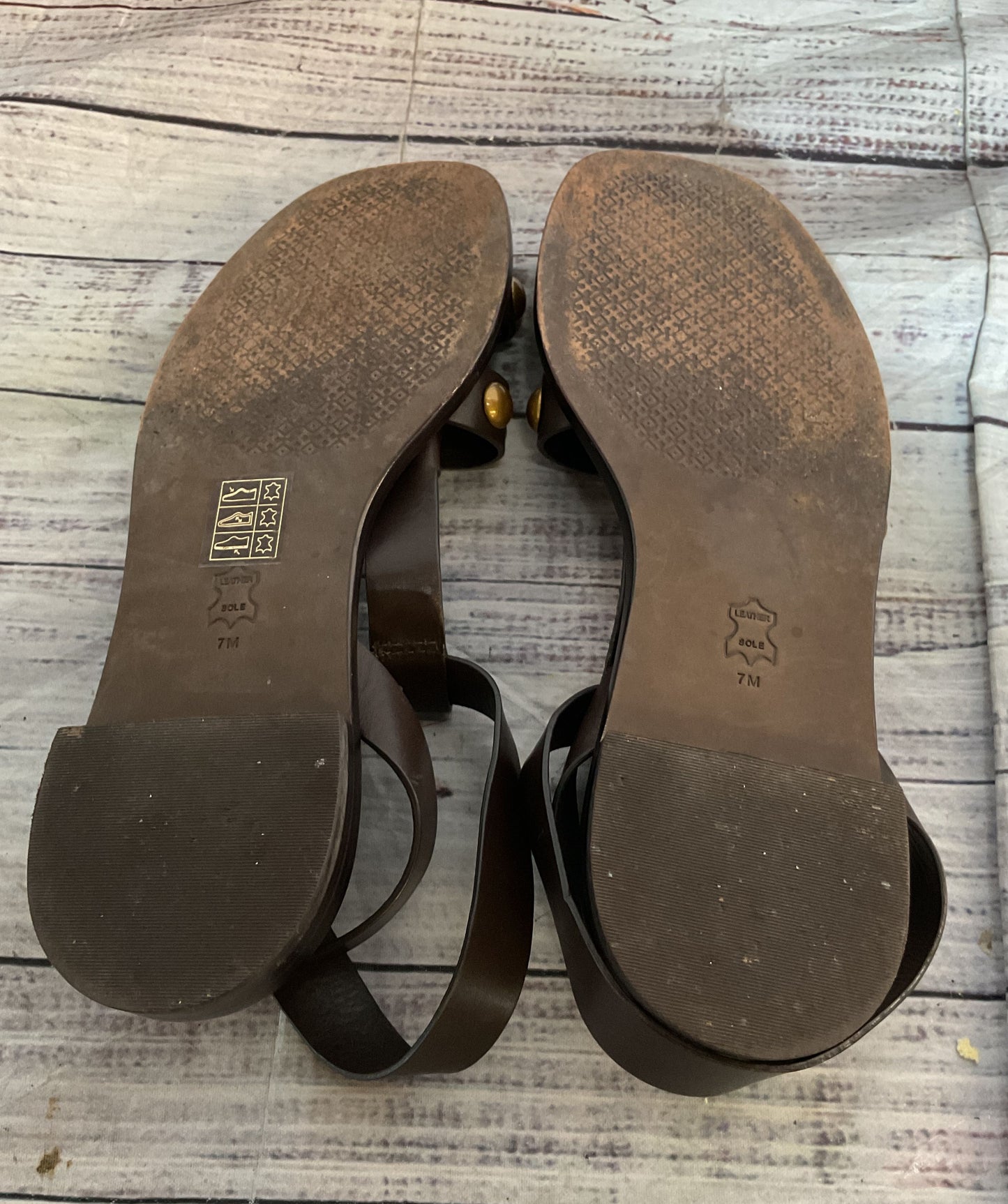 Tory Burch Leather Blythe Embellished Sandals Brown 7