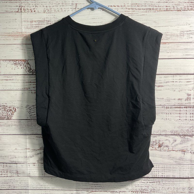 Cuyana Black Pima Cotton Blend Boxy Sleeveless Crewneck Top - Size XS