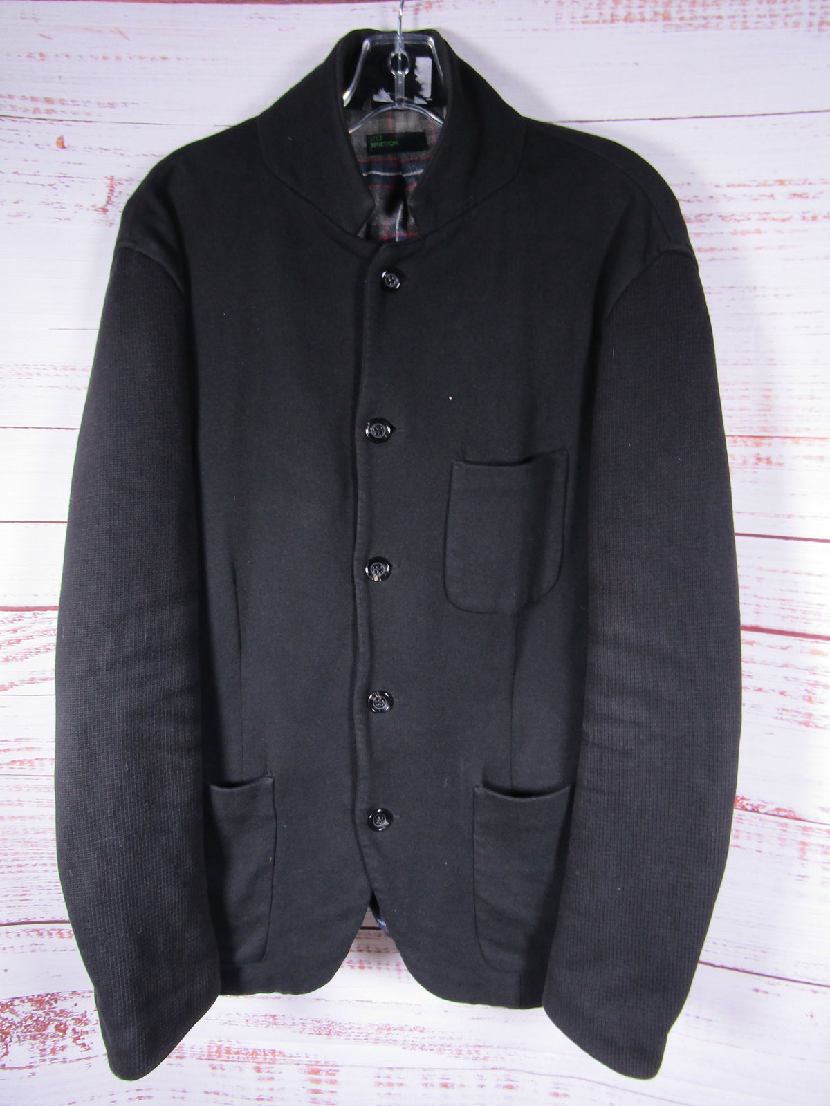 Vintage 1990's Stile Benetton Men's Black Cotton Jacket Size 42