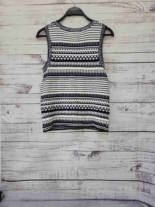 NWT Women's Rachel Zoe Blue & White Sleeveless knit Top Size M