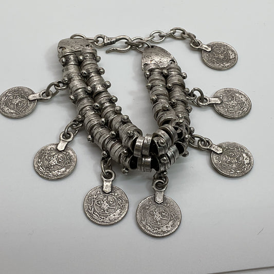 VTG./ANTIQUE Ottoman Empire Turkish Coin Bracelet- 8"