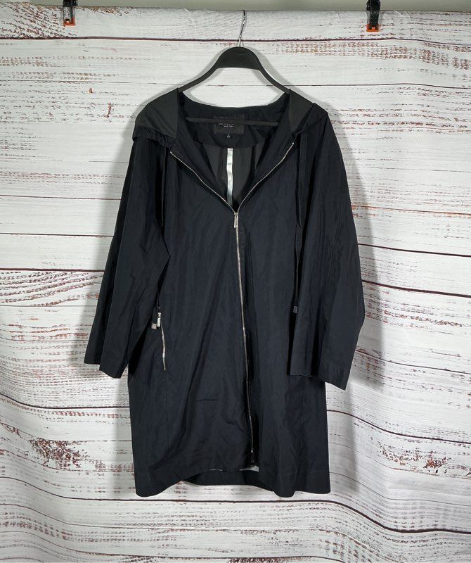 Women's Layfayette 148 Black Silk Jacket with hood Size L