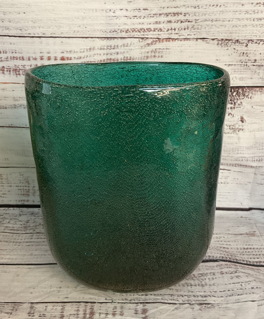 Modern Bubble Translucent Glass Flower Vase Teal Green