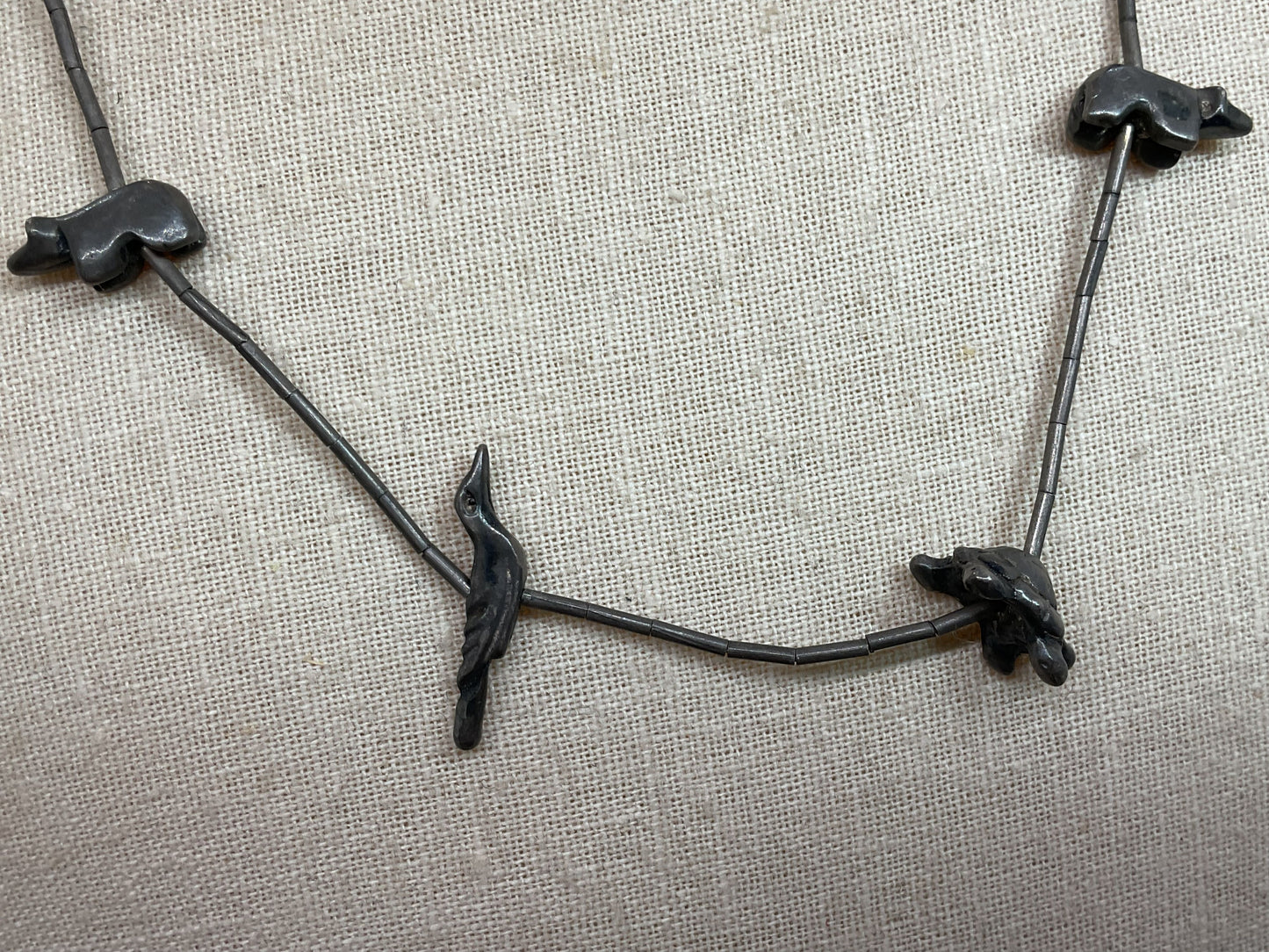 VTG. Native American Heavy Sterling Silver Fetish Animal 19.5" Necklace- 13.20g