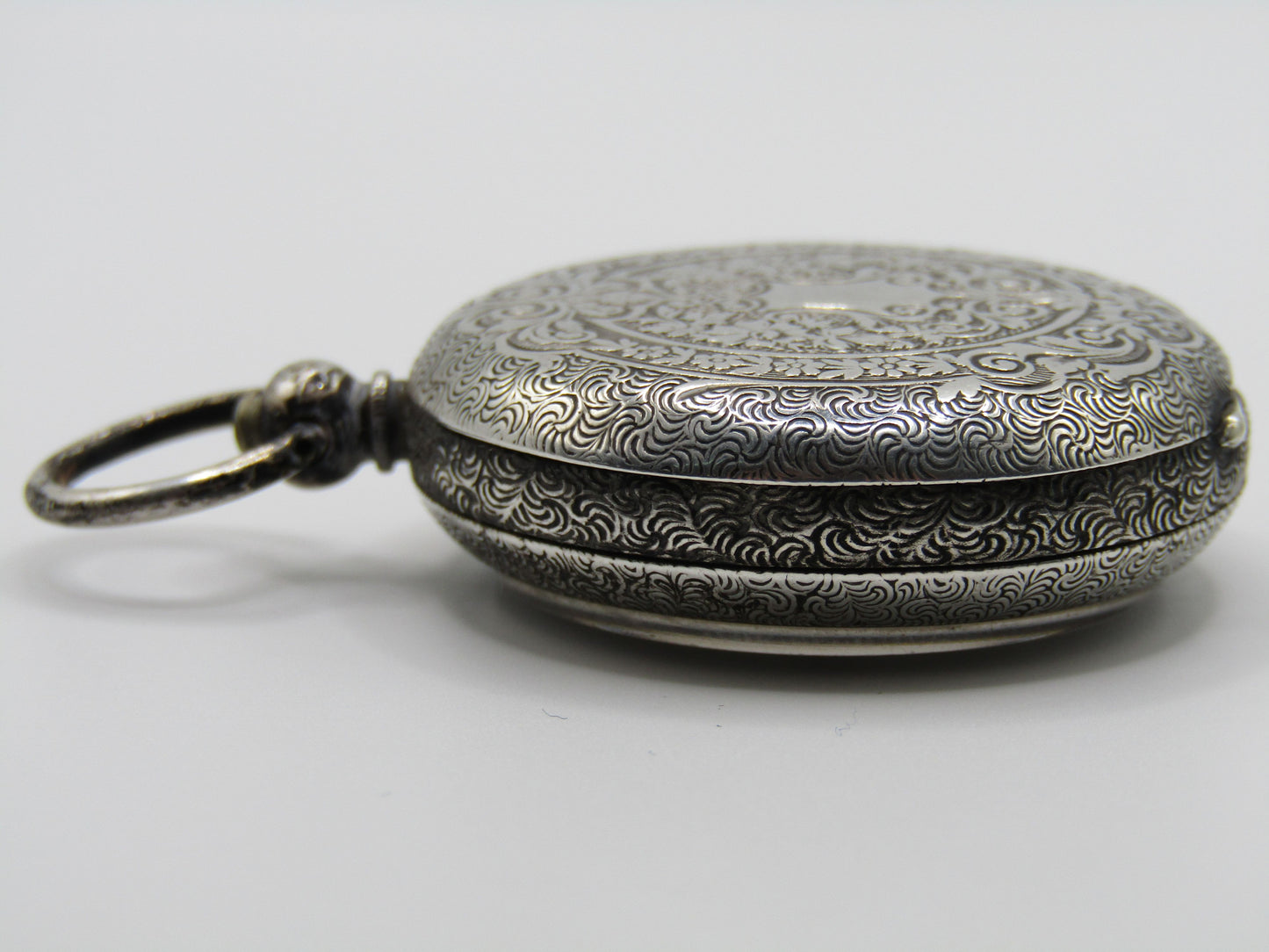 Antique David Perret & Fils The Plan Ornate Sterling Silver Pocket Watch