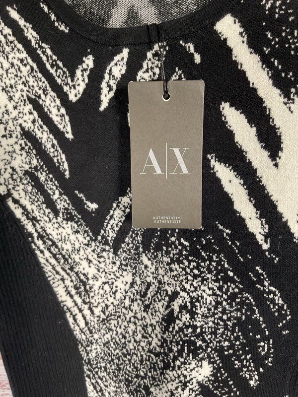 NWT Armani Exchange Women's Black & White Bodycon Short Dress Size S