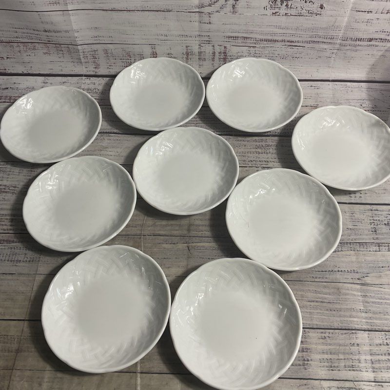 Bernadaud Osier White Porcelain 5" Fruit Saucer Dessert Bowls 12 Pc. Set