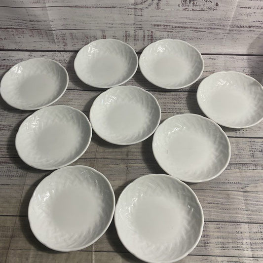 Bernadaud Osier White Porcelain 5" Fruit Saucer Dessert Bowls 12 Pc. Set