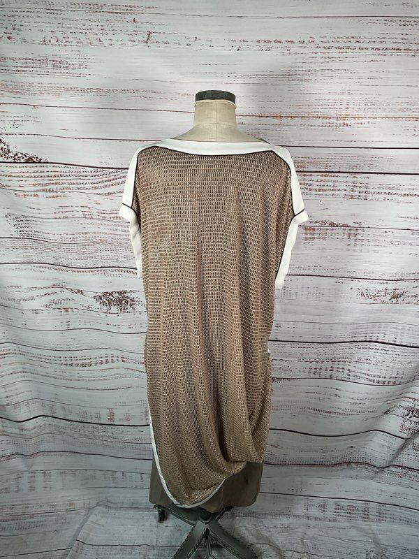 Ark Istanbul Women's Fish Scale Brown & White Midi Dress Size M Made in Turkey