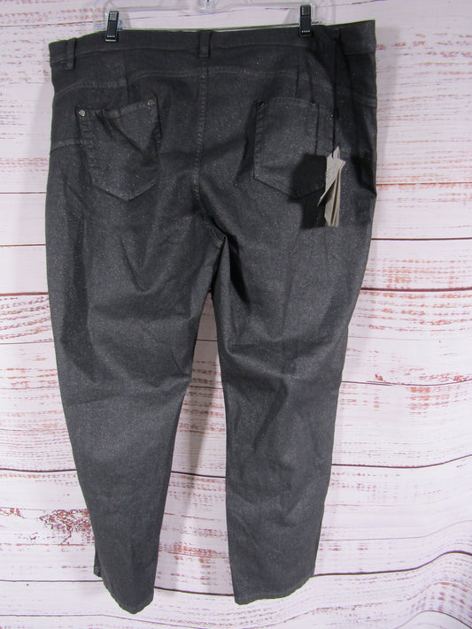 Marina Rinaldi Ribelle Women's Gray Glitter Straight Leg Trousers Size 20