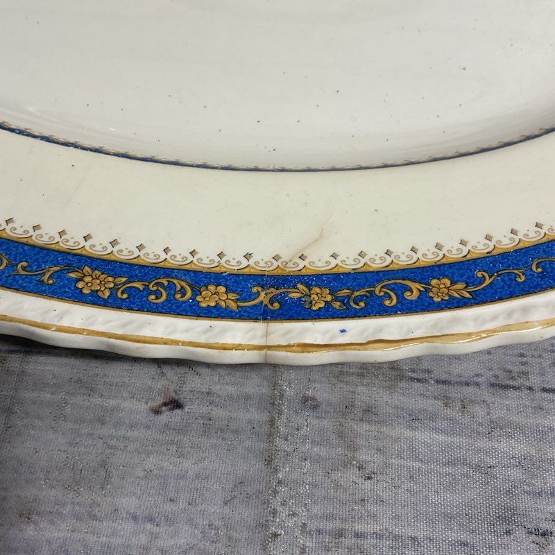 Myott Powder Blue 2 Pc Staffordshire Porcelain 10", 14" Serving Platter Set 5681