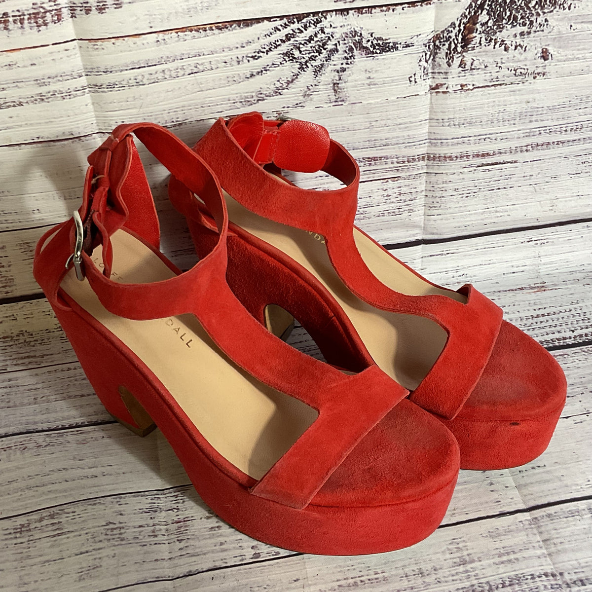 LOEFFLER RANDALL Women's Red Suede Minette Platform Heel Shoes- SZ 6