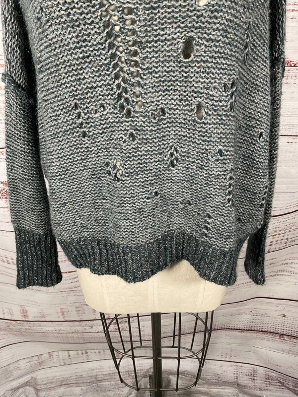 Sarah Pacini Oversized Knit Avant Garde Wool Blend High Neck Long Tunic Sweater