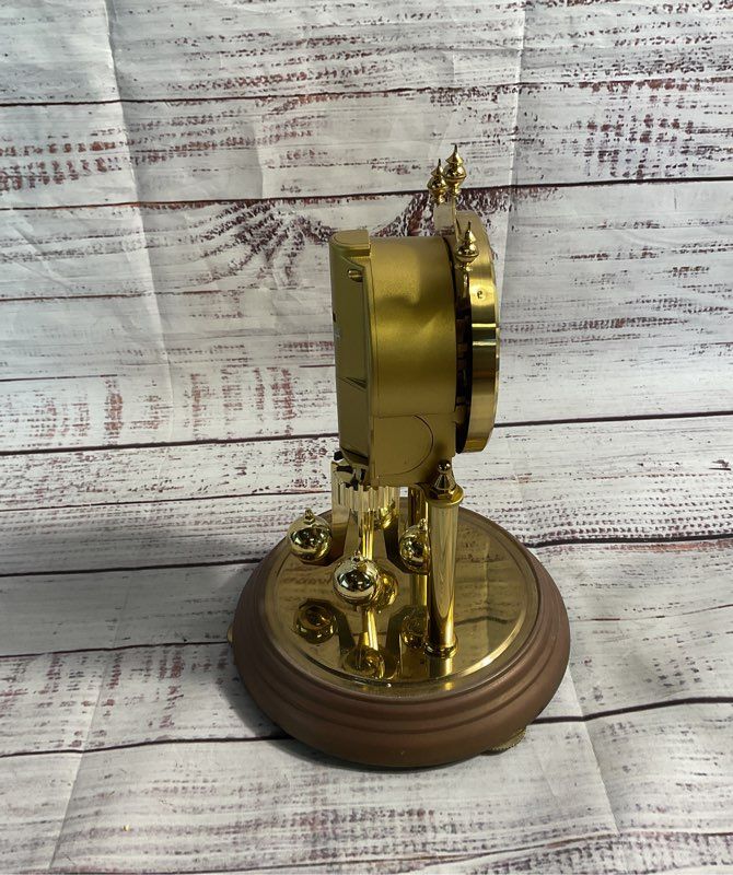 Vintage Kundo Quartz Clock Made In Germany Battery Operated With Glass Dome 8.5"